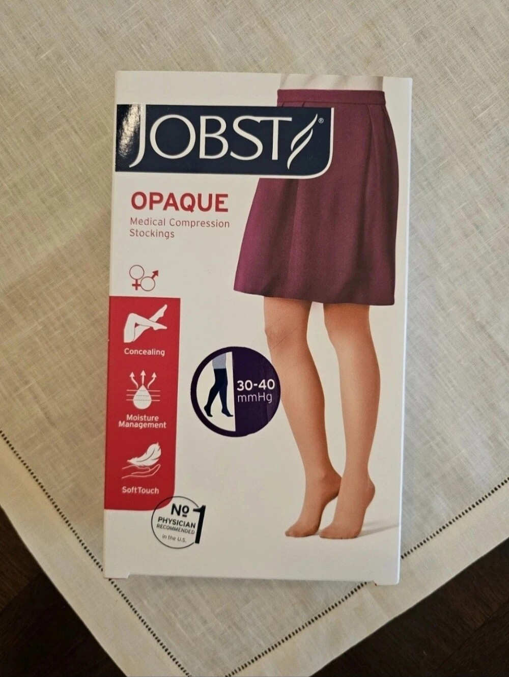 Jobst Medical Compression Stocking Socks Open Toe Thigh High 30-40 mm-Hg S Beige
